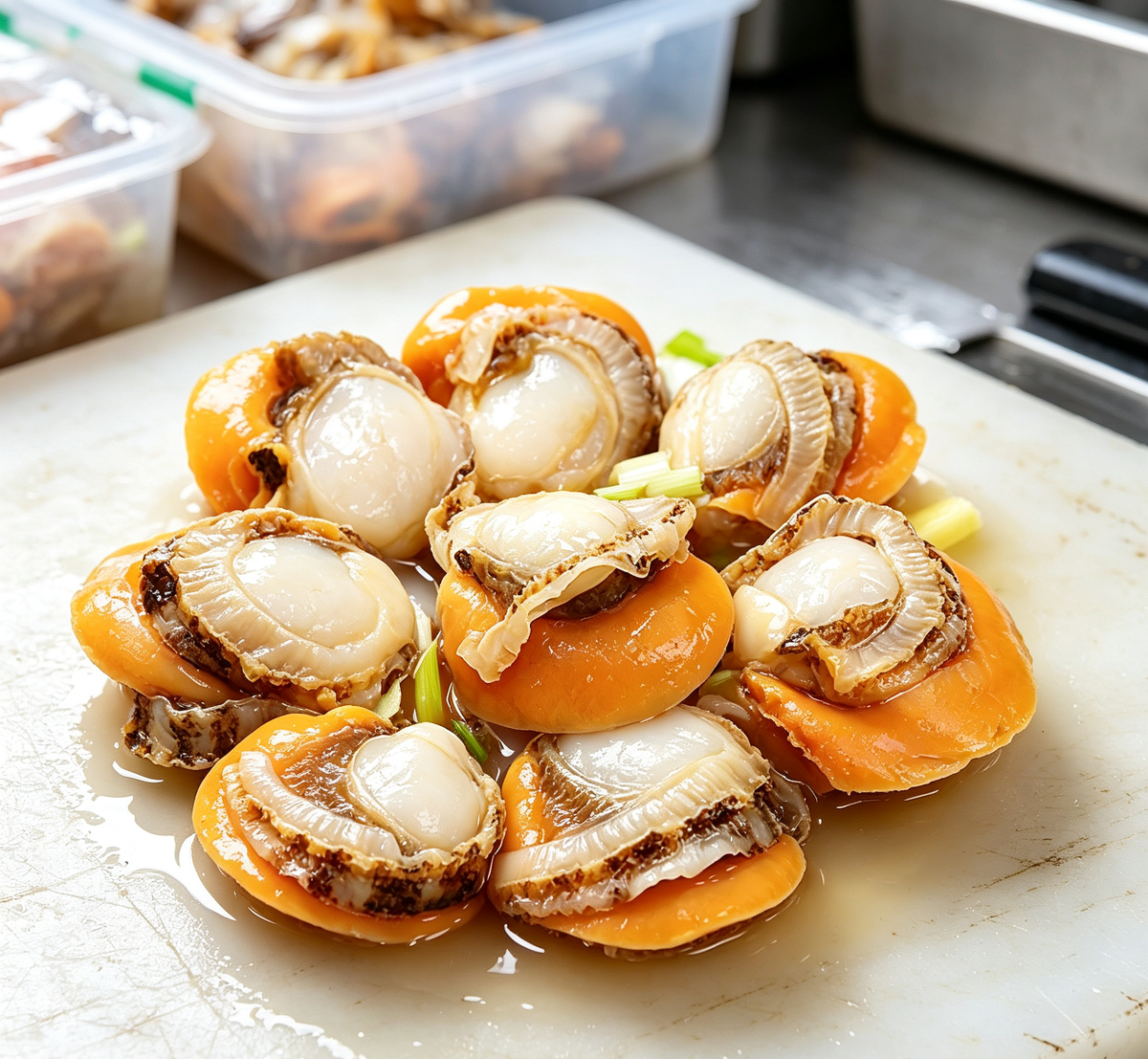 Fresh shellfish with pale meat and bright orange tones (photo 1 of 3)